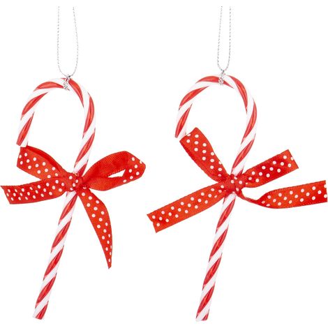 Lot de 2 cannes de Noël en sucre d'orge avec nœud, 12 cm (1/5)