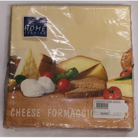 HOME FASHION - CONFEZIONE DI TOVAGLIOLIPER DECOUPAGE DA 20PZ 33X33CM - FANTASIA TAGLIERE FORMAGGIO