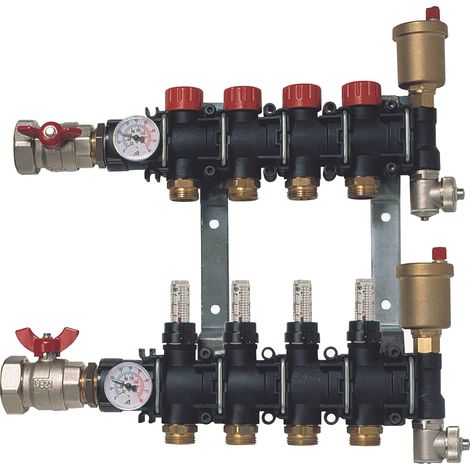 COMAP Collecteur synthétique 1 RTS et débimètre inclus - 9 circuits - Collecteurs modulables PA noir pour plancher chauffant et rafraichissant - K9000TP - C321017001