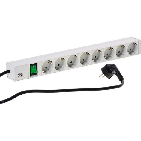 BACHMANN 19" 1HE 8xCEE7/3 1xInterruptor 2,0m CEE7/7, 333.400