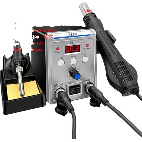 Station de soudage, pistolet à air chaud 2 EN 1, affichage numérique double, Style E-8586(700W), 220V-c (1/2)