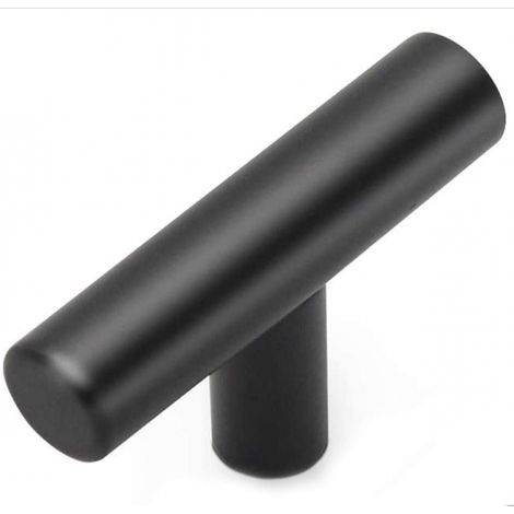 Lntyq Ensemble de 5 boutons d'armoire en acier inoxydable 2 "à trou unique, boutons de tiroir noir mat, boutons d'armoire et poignées de tiroir