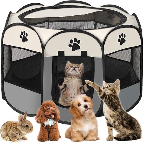 Enclos pliable pour chiot - Pour la maison - 74 x 74 x 43 cm - Pour l'intérieur et l'extérieur - Cage pour chien - Enclos pour chien - Enclos pour lapins - Enclos pour chat - Tente pour petits animaux (1/5)