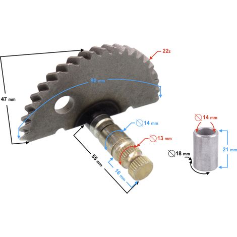 Axe de démarreur à kick (demi-lune) pour scooter 4T 50cc (7 dents) (1/5)