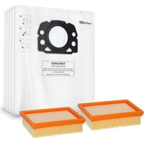 10 bolsas de poussière + 2 filtros compatibles con Kärcher WD4 PS V-20/5/22, WD5 P V-25/5/22, WD6 PS V-30/6/22/T, MV4, MV5, MV6 Alternativa para Kärcher KFI 487 como KFI 4410 - Tipo KA 33