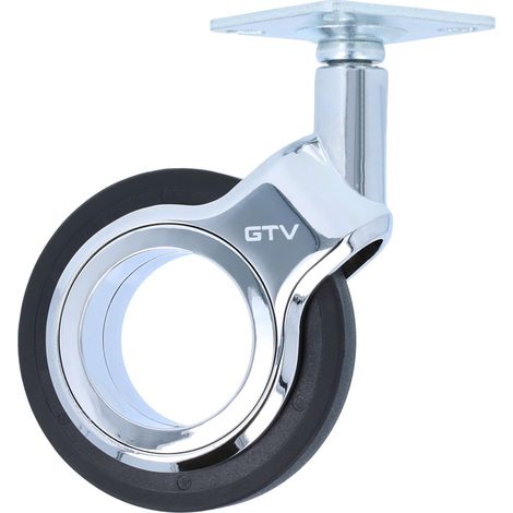 Möbelrolle Chrom glänzend bodenschonend Lenkrolle Laufrolle Schwarz Ø 75mm