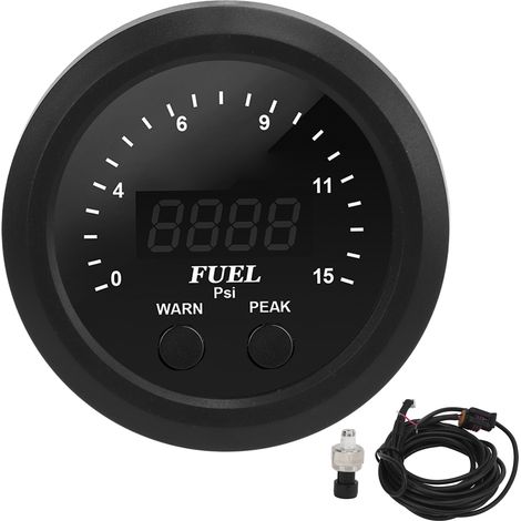 2-1/16 Zoll (52 mm) Öldruckmessgerät-Set, ultradünn, 15 psi, rote LED, präzise, stabil, stoßfest, Kraftstoffdruck
