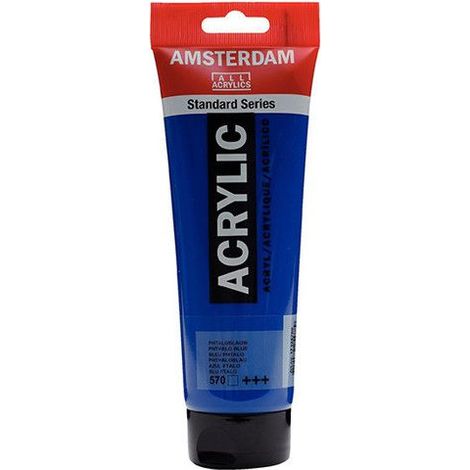 Peinture Acrylique en tube - Bleu phtalo - 570 - Amsterdam - 250ml (1/2)