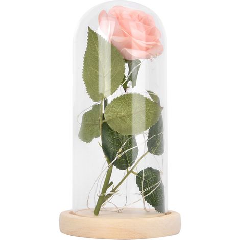 Lampe LED Rose en Verre Champagne - Idée Cadeau Saint-Valentin & Mariage (1/5)