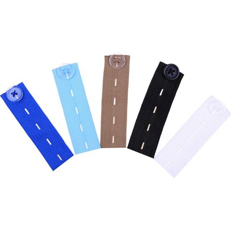 Lot de 10 Rallonge élastique, bouton ajustable, polyester caoutchouc, pour jean pantalon ceinture (1/5)