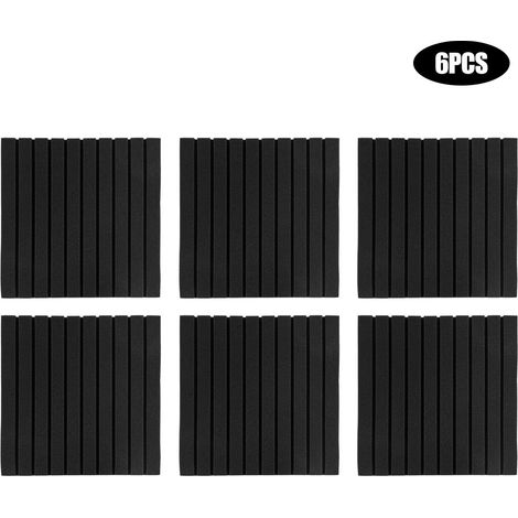 Lot de 6 panneaux acoustiques en mousse pour studio, 50 x 50 x 5 cm, insonorisation (noir)