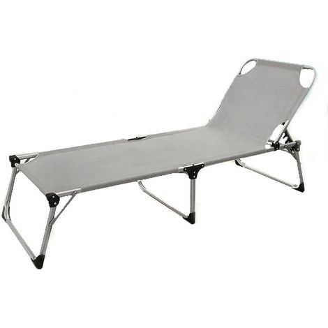 Lettino a sdraio prendisole richiudibile grigio per mare piscina da giardino schienale regolabile in alluminio (1/5)