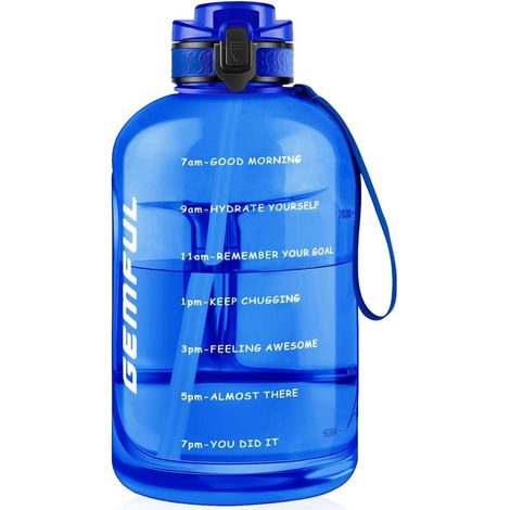 Trinkflasche 3L Strohhalm Zeitmarkierung Tragegriff Outdoor Royal Blue (1/5)
