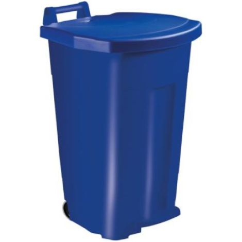 Poubelle mobile à pédale Boogy - 90l - bleu / bleu (1/3)