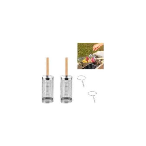 Grill Roulant 2 Pi��ces avec Poign��e Amovible - Panier de Cuisson en Acier Inoxydable 304 pour L��gumes, Viande, Barbecue - Id��e Cadeau Anniversaire Homme et Papa