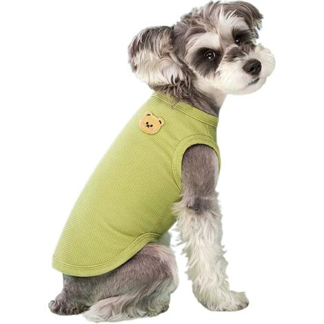 Dog shirts,A green breathable puppy vest, a basic summer t-shirt, puppy clothes, made of waffle fabric. (1/5)