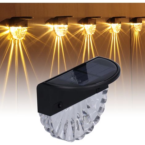 Lampes de terrasse à panneau solaire en silicium polycristallin, lumière chaude et modes RGB, étanches IP65, sans câblage, pour clôtures (1/5)