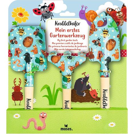 Moses. 16142 - Set di 3 Attrezzi da Giardino per Bambini, Paletta da Giardino, Vanga e rastrello, Multicolore (1/3)