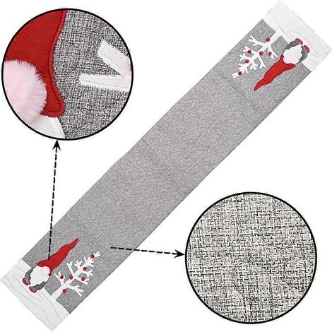 Chemin de table de Noël gris compatible avec une table à manger et une bannière en tissu (1 pièce). (1/5)