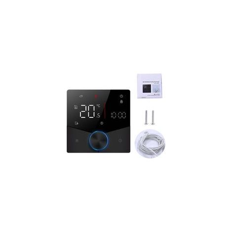 Thermostat sans fil pour appareils de chauffage électrique domestiques, compatible avec une application et un assistant vocal, équipé d'un écran tactile numérique LED couleur.