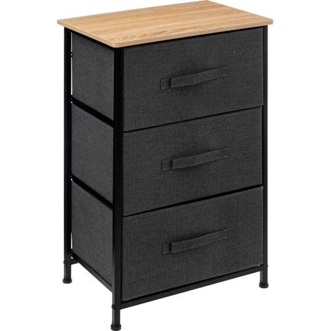 Five Simply Smart – Meuble de rangement bas 73cm gris foncé – 3 tiroirs en MDF et polypropylène – Structure en acier – Hauteurs des pieds ajustables (1/5)