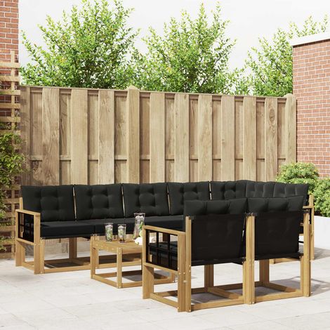 vidaXL Ensemble de canapés d'extérieur 9 pcs Blanc et noir (1/5)
