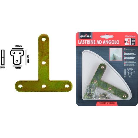 Kaela - Set 4pz Lastrina Lastrine Ad Angolo Forma T 100x20x2mm Con Viti Per Mobili 91225 - (1/2)