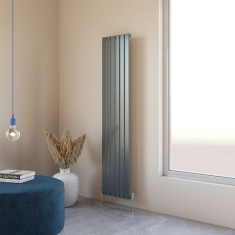 Acezanble 1800x408mm Single Anthracite Vertical Flat Panel Central Heating Designer Radiator