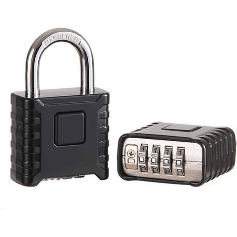 Cadenas Code 4 Chiffres - Serrure Combinaison Extérieure Étanche - Manille 8 mm Acier Inoxydable 304 - Pour Porte Garage Clôture Boîte à Outils - 1 Pièce