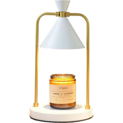 Lampe chauffe-bougie à intensité réglable, minuterie 2H/4H/8H, éclairage chaleureux, adaptée aux petites et grandes bougies, livrée avec 2 ampoules de 35 W. (1/4)