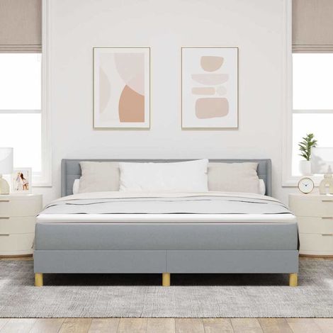 vidaXL Cama tipo Box Spring con colchón Gris Claro 200 x 180 cm tela (1/4)
