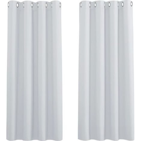 Rideaux Occultants Thermiques - Lot de 2 Rideau Panneaux à Oeillets / Insonorisation Coulissant Isolation Lneux Prêt à Poser, Gris Blanc-2x L 120 X H 180 cm,Gris Blanc (1/5)