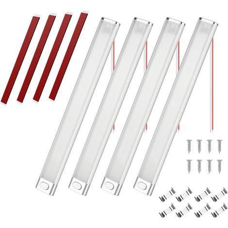 Barre de Lumière Intérieure à LED, 4PCS 12V 30cm Barre Lumineuse Intérieure 120LED avec Interrupteur on/Off, 1600LM Blanche Barre de Bande Lampe pour Voiture/Camion/Camping-Car/Bateau/Van (1/4)