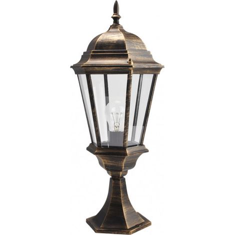 regulus aluminium außenwandleuchte 1xe27 schwarz/gold 56x23x23 cm ip44