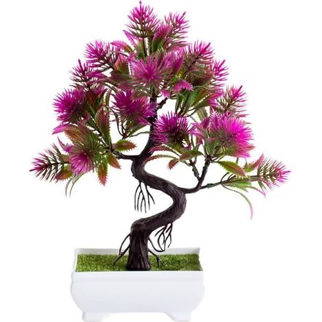 FLEUR-PLANTE ARTIFICIELLE - FLEUR SECHEE Bonsaï artificielle Vivid Easy Care Colorfast Décoratif style-Purplish Red 1-Ywey (1/3)