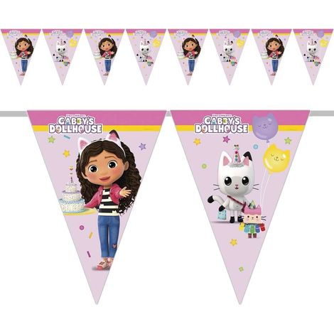 Ghirlanda di bandierine "CASA DEL GATTO DI GABI" Compleanno 230 cm