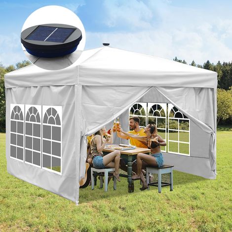 SWANEW Pergolato da giardino. Tenda pieghevole. Protezione solare UV 50+. POP-UP Con illuminazione solare a LED bianchi (1/5)