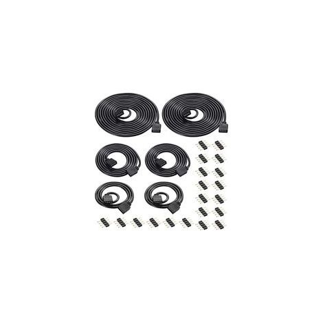 6pcs 0,5m/1m/2m Câble d'extension Bande LED RGB Rallonge de Ruban LED Extension Cable 4 Broches Extenseur Câble Stripe LED Connector, Connecteur pour SMD 5050 3528 2835 RGB LED Strip, Noir (1/5)