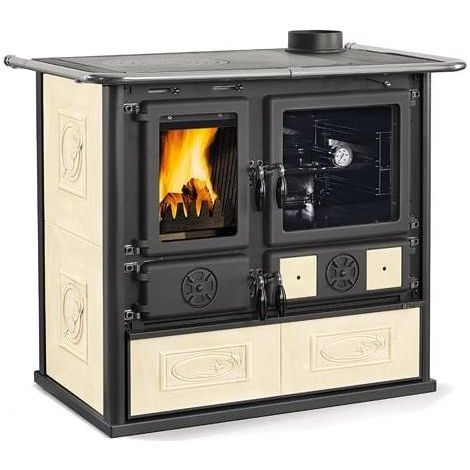 Cuisinière à bois raccordable - LA NORDICA Rosa 5.0 Ceramica 8.8 kW  Panna