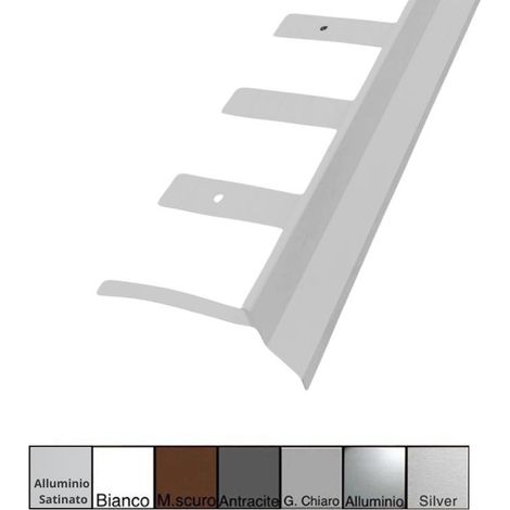 Gocciolatoio/Angolare/Giunzione NOR in Alluminio per Balconi e Terrazze - Barra da 2,7 metri : Colore - Alluminio Satinato, Modello - GOCCIOLATOIO CURVABILE