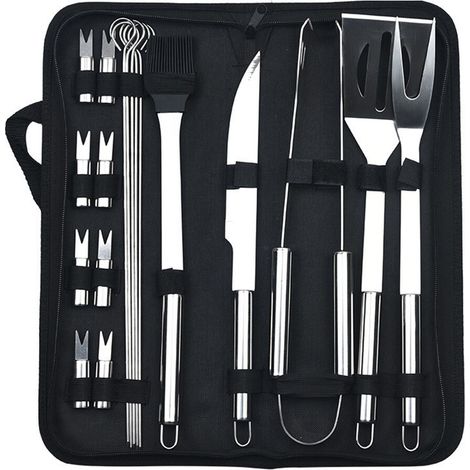 14-teiliges Grillbesteck-Set aus Edelstahl 18-teiliges Grillbesteck-Set für den Außenbereich