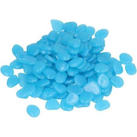 Pierres lumineuses extérieures colorées pour allées de jardin, sentiers et cours - 200 cailloux fluorescents bleu foncé par sac (1/5)
