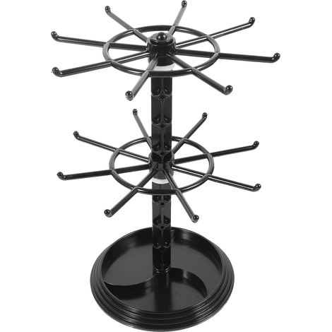 Drehbarer Halskettenhalter Kunststoff Schmuckständer Klein Schwarz Organizer für Schlüssel Armbänder Haargummis Tisch (1/5)