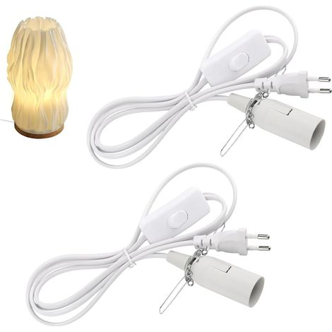 2 Pièces Câbles pour Lampe de Sel avec Interrupteur, 1,8 m isolation Câble Douille pour Lampe de Sel, E14 Lampe Prise FR (Européenne) pour Les Lampes et Les luminaires (1/5)
