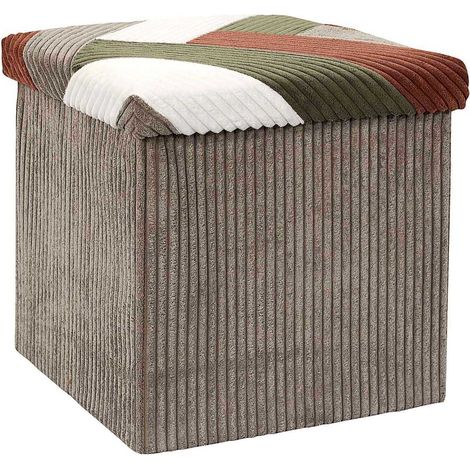 Coffre Pouf - HOME DECO FACTORY - Scott - Pliable - Patchwork - Multicolore (1/4)