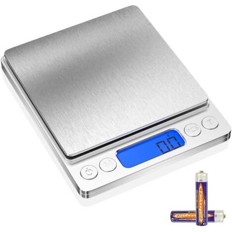 3kg/0.1g Balance de cuisine precision Électronique, inoxydable pese aliment cuisine avec affichage LCD et fonction tare, 6 unités, pesée des aliments pour la cuisson, pâtisserie et mélange