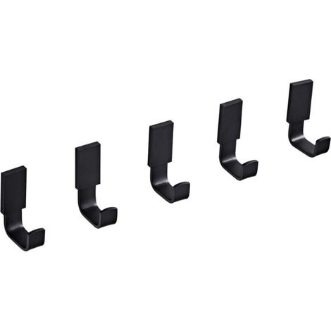 Crezuo 5-teiliges Wandhaken-Set aus Messing für Bademantel und Handtuch, modernes Design, mattschwarze Oberfläche