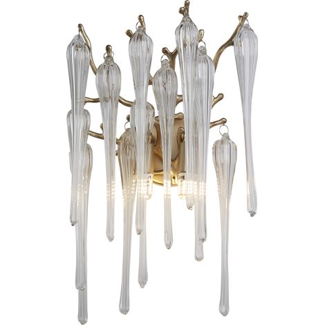 Searchlight Heritage Applique 2 lumières, métal doré et gouttes de verre transparent (1/4)
