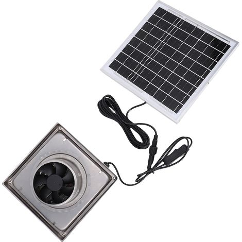 Kit de ventilateur solaire avec hotte aspirante en acier inoxydable, panneau solaire 8 W pour cuisine, serre, abri pour animaux, poulailler, silicium monocristallin (1/5)