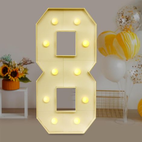 8 chiffres lumineux led, température de couleur 2000-3000k, piles aa, décoration événementielle anniversaire mariage graduation